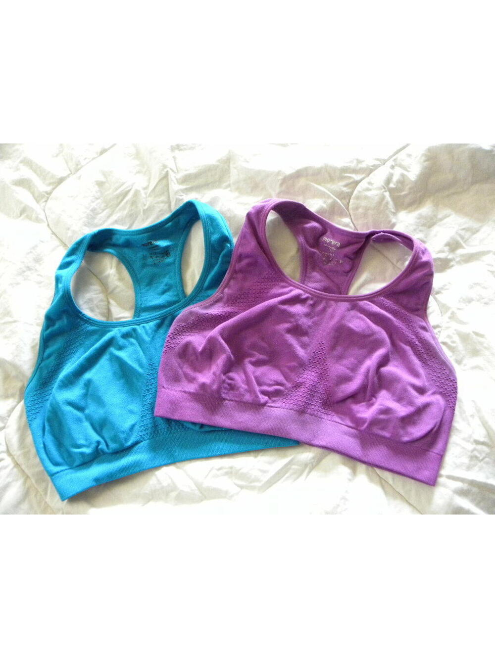 Morera 2 Seamless Sports Bras Purple/Blue Racerback Activewear Size S